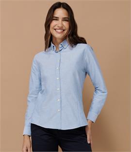 Henbury Ladies Modern Long Sleeve Regular Fit Oxford Shirt